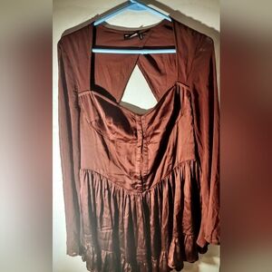 Brown Long Sleeve Dress